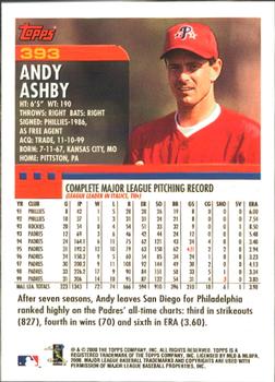 2000 Topps - Home Team Advantage #393 Andy Ashby Back