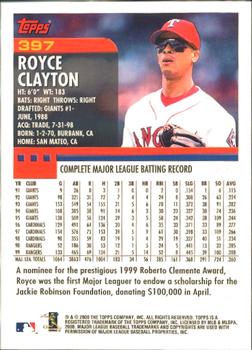2000 Topps - Home Team Advantage #397 Royce Clayton Back