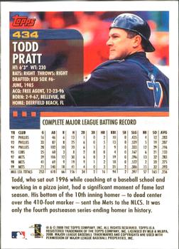 2000 Topps - Home Team Advantage #434 Todd Pratt Back