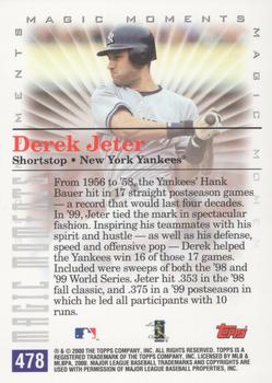 2000 Topps - Home Team Advantage #478 Derek Jeter Back