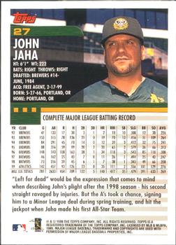 2000 Topps - Limited Edition #27 John Jaha Back