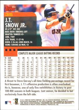 2000 Topps - Limited Edition #35 J.T. Snow Jr. Back
