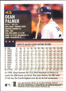 2000 Topps - Limited Edition #43 Dean Palmer Back
