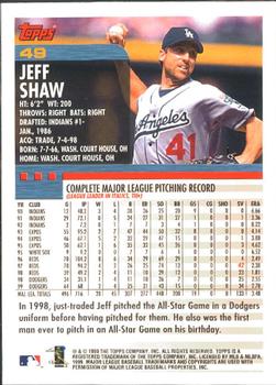 2000 Topps - Limited Edition #49 Jeff Shaw Back