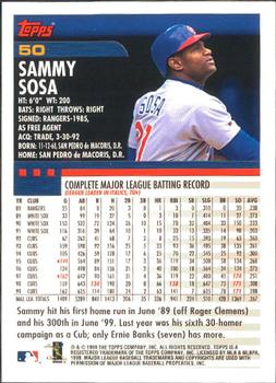 2000 Topps - Limited Edition #50 Sammy Sosa Back