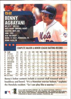 2000 Topps - Limited Edition #52 Benny Agbayani Back