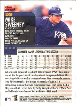 2000 Topps - Limited Edition #59 Mike Sweeney Back