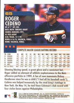 2000 Topps - Limited Edition #65 Roger Cedeno Back