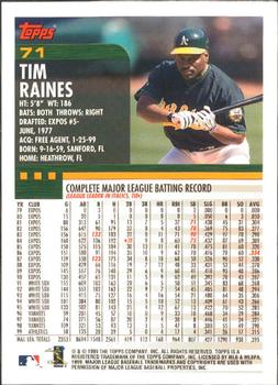 2000 Topps - Limited Edition #71 Tim Raines Back
