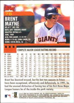 2000 Topps - Limited Edition #76 Brent Mayne Back
