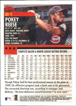 2000 Topps - Limited Edition #81 Pokey Reese Back