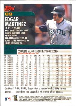 2000 Topps - Limited Edition #89 Edgar Martinez Back