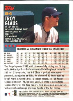 2000 Topps - Limited Edition #94 Troy Glaus Back