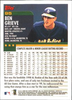 2000 Topps - Limited Edition #95 Ben Grieve Back