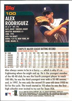 2000 Topps - Limited Edition #100 Alex Rodriguez Back