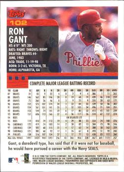 2000 Topps - Limited Edition #102 Ron Gant Back