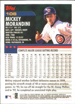 2000 Topps - Limited Edition #106 Mickey Morandini Back