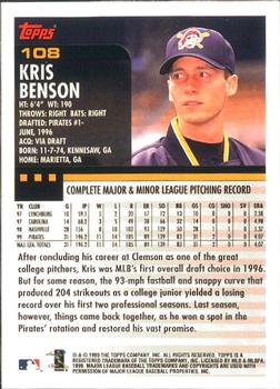 2000 Topps - Limited Edition #108 Kris Benson Back