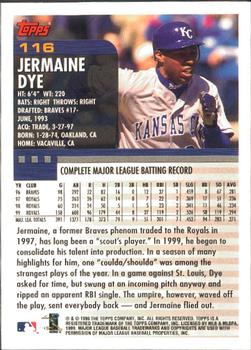 2000 Topps - Limited Edition #116 Jermaine Dye Back