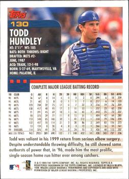 2000 Topps - Limited Edition #130 Todd Hundley Back