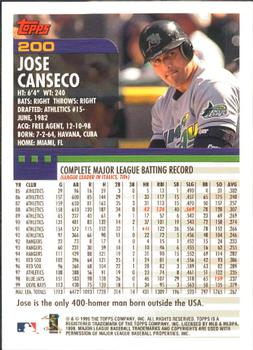 2000 Topps - Limited Edition #200 Jose Canseco Back