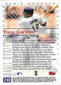 2000 Topps - Limited Edition #240 Tony Gwynn Back