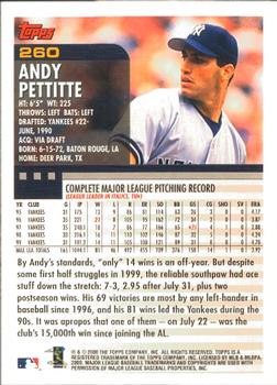 2000 Topps - Limited Edition #260 Andy Pettitte Back