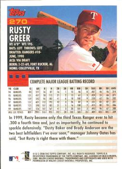 2000 Topps - Limited Edition #270 Rusty Greer Back