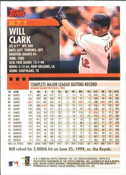 2000 Topps - Limited Edition #271 Will Clark Back