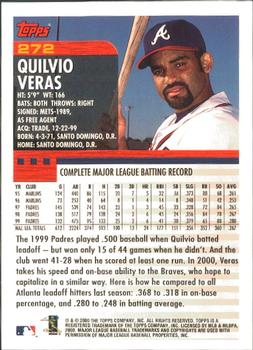 2000 Topps - Limited Edition #272 Quilvio Veras Back