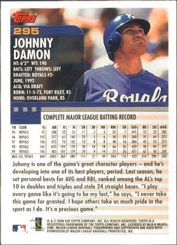 2000 Topps - Limited Edition #295 Johnny Damon Back