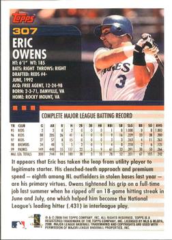 2000 Topps - Limited Edition #307 Eric Owens Back