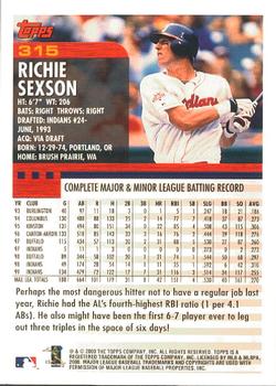 2000 Topps - Limited Edition #315 Richie Sexson Back