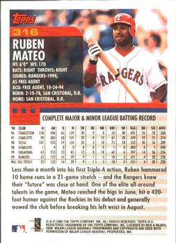 2000 Topps - Limited Edition #316 Ruben Mateo Back