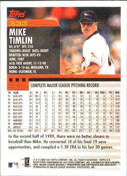 2000 Topps - Limited Edition #333 Mike Timlin Back