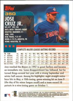 2000 Topps - Limited Edition #350 Jose Cruz Jr. Back