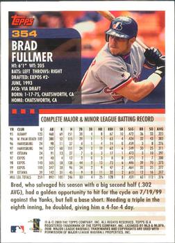 2000 Topps - Limited Edition #354 Brad Fullmer Back