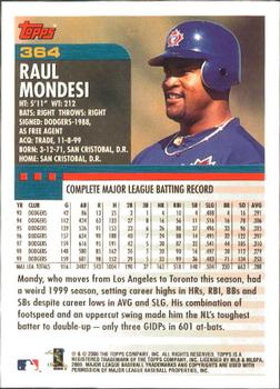 2000 Topps - Limited Edition #364 Raul Mondesi Back