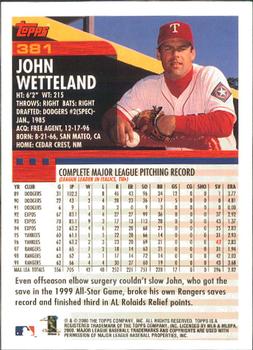 2000 Topps - Limited Edition #381 John Wetteland Back