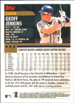 2000 Topps - Limited Edition #389 Geoff Jenkins Back
