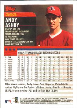 2000 Topps - Limited Edition #393 Andy Ashby Back