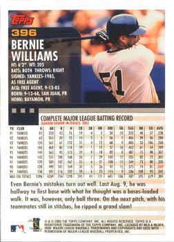 2000 Topps - Limited Edition #396 Bernie Williams Back
