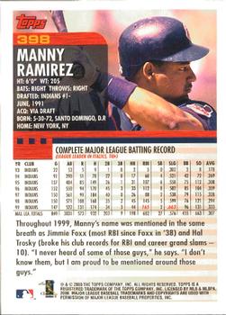 2000 Topps - Limited Edition #398 Manny Ramirez Back