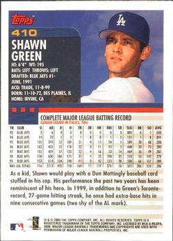2000 Topps - Limited Edition #410 Shawn Green Back