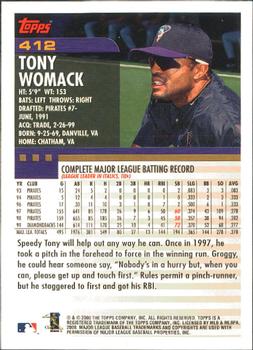 2000 Topps - Limited Edition #412 Tony Womack Back