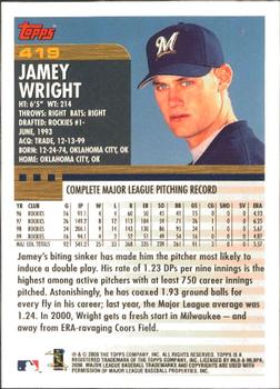 2000 Topps - Limited Edition #419 Jamey Wright Back