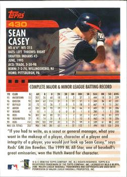 2000 Topps - Limited Edition #430 Sean Casey Back