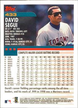 2000 Topps - Limited Edition #433 David Segui Back