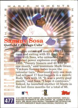 2000 Topps - Limited Edition #477 Sammy Sosa Back