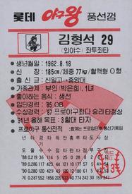 1991 Lotte Gum Baseball Kings #13 Hyeong-Seok Kim Back